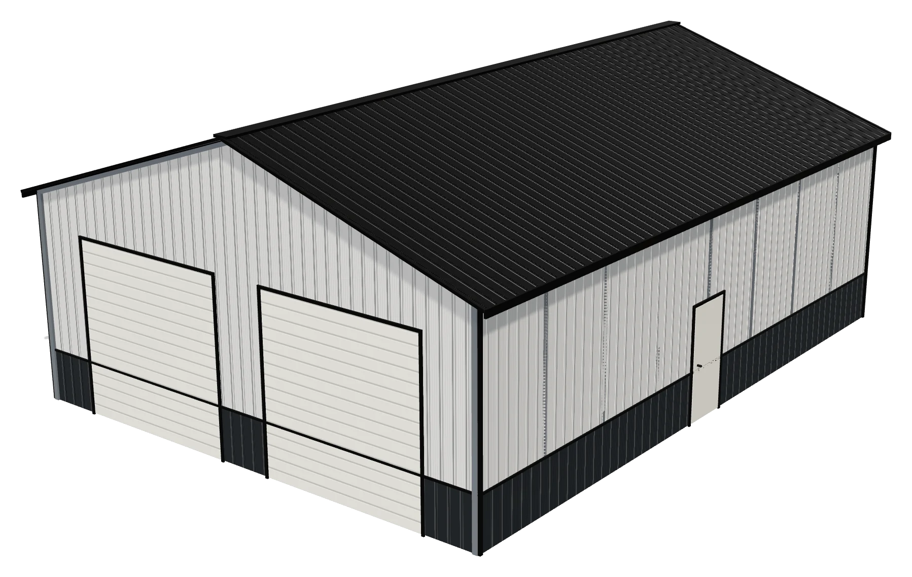 3D render of a two-door steel garage