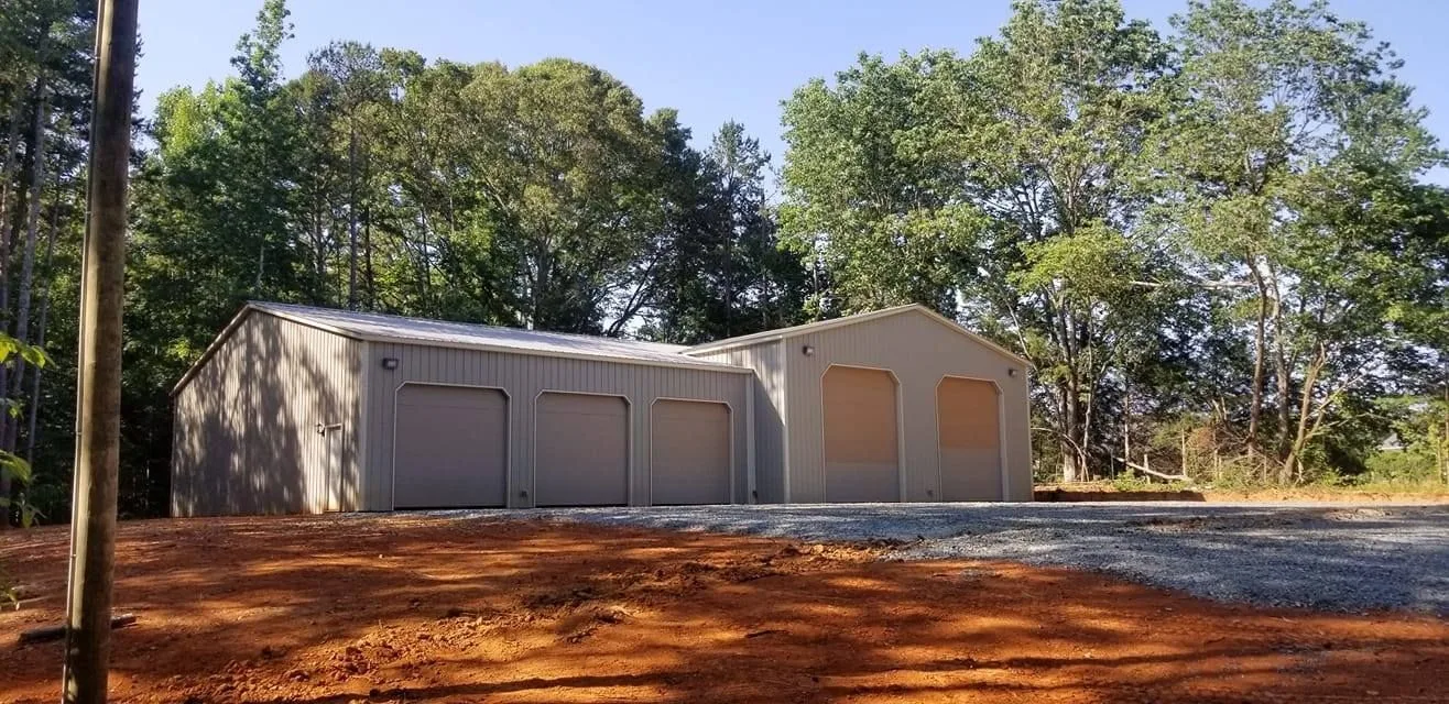 Triple-door steel garage